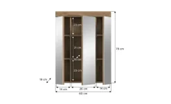 Badezimmerspiegelschrank SCHLOONSEE, Breite 60cm, 3 Spiegeltüren, 9 Fächer, 6 Einlegeböden in verschiedenen Farben erhältlich, Badmöbel, Spiegel, Badschrank, Bad Schloonsee