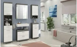 Badezimmerspiegelschrank SCHLOONSEE, Breite 60cm, 3 Spiegeltüren, 9 Fächer, 6 Einlegeböden in verschiedenen Farben erhältlich, Badmöbel, Spiegel, Badschrank, Bad Schloonsee