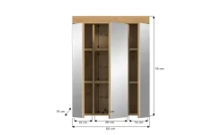 Badezimmerspiegelschrank SCHLOONSEE, Breite 60cm, 3 Spiegeltüren, 9 Fächer, 6 Einlegeböden in verschiedenen Farben erhältlich, Badmöbel, Spiegel, Badschrank, Bad Schloonsee