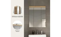 Badezimmerspiegelschrank SCHLOONSEE, Breite 60cm, 3 Spiegeltüren, 9 Fächer, 6 Einlegeböden in verschiedenen Farben erhältlich, Badmöbel, Spiegel, Badschrank, Bad Schloonsee