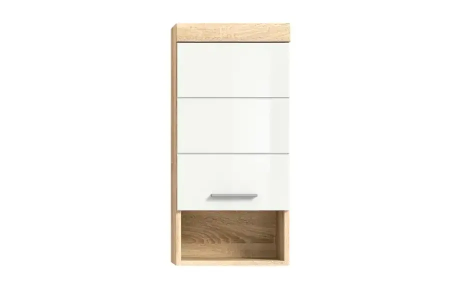 Hängeschrank SCHLOONSEE, Breite 37cm, 1 Tür, 1 offenes Fächer, 1 Einlegeboden, MDF-Front in verschiedenen Farben erhältlich, Badmöbel, Badschrank, Schrank, Bad Schloonsee