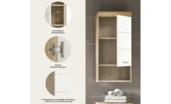 Hängeschrank SCHLOONSEE, Breite 37cm, 1 Tür, 1 offenes Fächer, 1 Einlegeboden, MDF-Front in verschiedenen Farben erhältlich, Badmöbel, Badschrank, Schrank, Bad Schloonsee