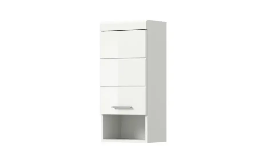 Hängeschrank SCHLOONSEE, Breite 37cm, 1 Tür, 1 offenes Fächer, 1 Einlegeboden, MDF-Front in verschiedenen Farben erhältlich, Badmöbel, Badschrank, Schrank, Bad Schloonsee