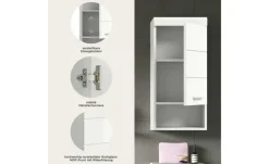 Hängeschrank SCHLOONSEE, Breite 37cm, 1 Tür, 1 offenes Fächer, 1 Einlegeboden, MDF-Front in verschiedenen Farben erhältlich, Badmöbel, Badschrank, Schrank, Bad Schloonsee