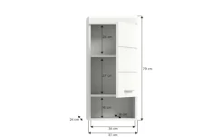 Hängeschrank SCHLOONSEE, Breite 37cm, 1 Tür, 1 offenes Fächer, 1 Einlegeboden, MDF-Front in verschiedenen Farben erhältlich, Badmöbel, Badschrank, Schrank, Bad Schloonsee
