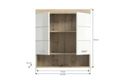 Hängeschrank SCHLOONSEE, Breite 74cm, 2 Türen, 1 offenes Fächer, MDF-Front in verschiedenen Farben erhältlich, Badmöbel, Badschrank, Schrank, Bad Schloonsee