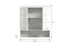 Hängeschrank SCHLOONSEE, Breite 74cm, 2 Türen, 1 offenes Fächer, MDF-Front in verschiedenen Farben erhältlich, Badmöbel, Badschrank, Schrank, Bad Schloonsee