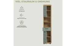 Hochschrank SCHLOONSEE, Breite 37cm, 2 Tür, 1 Schubkasten, 2 offene Fächer, MDF-Front in verschiedenen Farben erhältlich, Badmöbel, Badschrank, Schrank, Bad Schloonsee