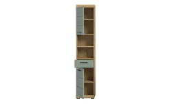 Hochschrank SCHLOONSEE, Breite 37cm, 2 Tür, 1 Schubkasten, 2 offene Fächer, MDF-Front in verschiedenen Farben erhältlich, Badmöbel, Badschrank, Schrank, Bad Schloonsee