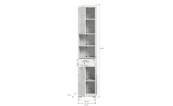 Hochschrank SCHLOONSEE, Breite 37cm, 2 Tür, 1 Schubkasten, 2 offene Fächer, MDF-Front in verschiedenen Farben erhältlich, Badmöbel, Badschrank, Schrank, Bad Schloonsee