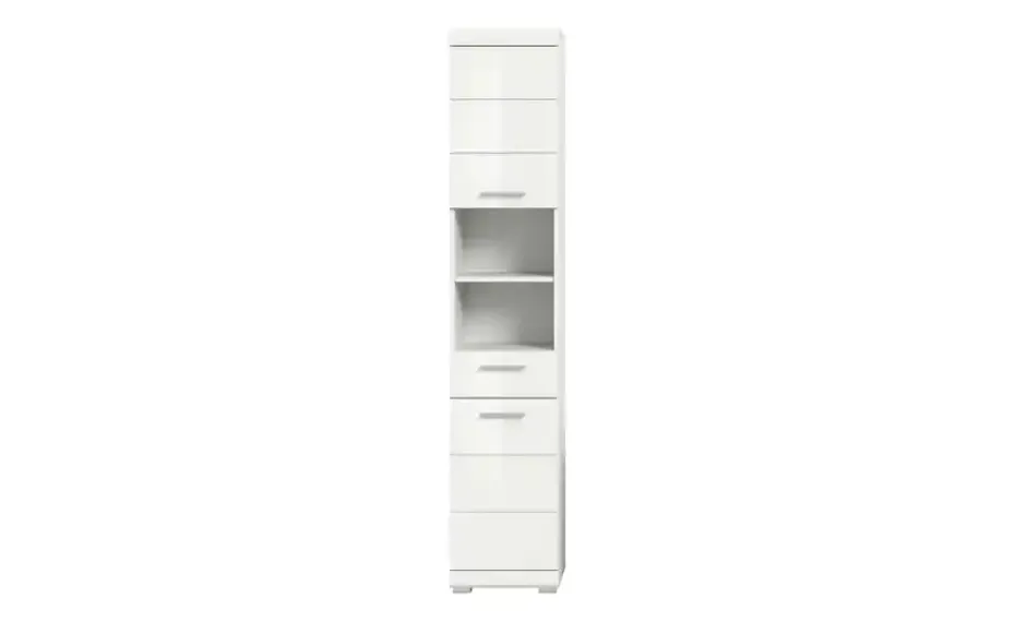 Hochschrank SCHLOONSEE, Breite 37cm, 2 Tür, 1 Schubkasten, 2 offene Fächer, MDF-Front in verschiedenen Farben erhältlich, Badmöbel, Badschrank, Schrank, Bad Schloonsee