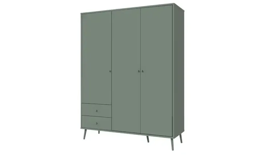 Kleiderschrank 3-türig, Salbeigrün, mit Einlegeböden Harllson