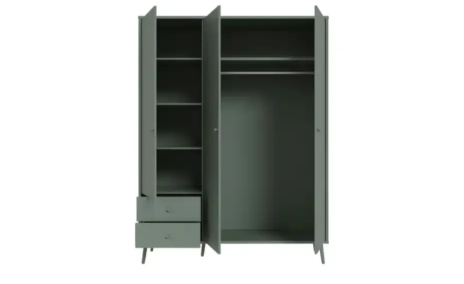 Kleiderschrank 3-türig, Salbeigrün, mit Einlegeböden Harllson