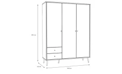 Kleiderschrank 3-türig, Salbeigrün, mit Einlegeböden Harllson