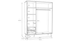 Kleiderschrank 3-türig, Salbeigrün, mit Einlegeböden Harllson