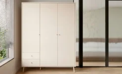 Kleiderschrank 3-türig, Salbeigrün, mit Einlegeböden Harllson