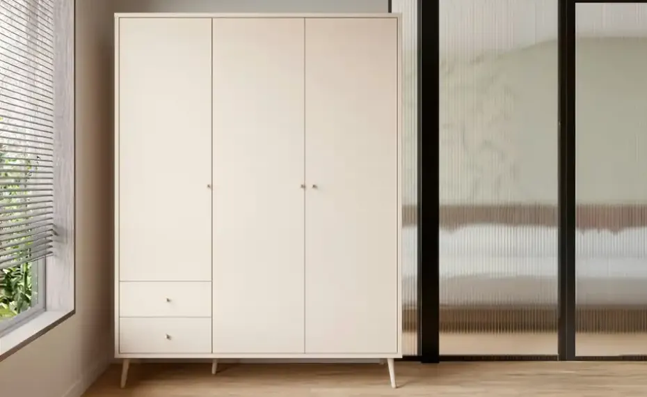 Kleiderschrank 3-türig, Salbeigrün, mit Einlegeböden Harllson