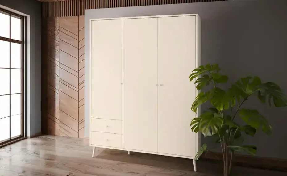 Kleiderschrank 3-türig, Salbeigrün, mit Einlegeböden Harllson