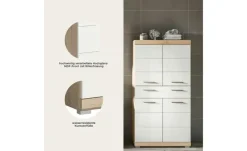 Midischrank SCHLOONSEE, Breite 74cm, 4 Türen, 1 Schubkasten, 4 Fächer, MDF-Front in verschiedenen Farben erhältlich, Badmöbel, Badschrank, Schrank, Bad Schloonsee