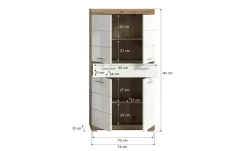 Midischrank SCHLOONSEE, Breite 74cm, 4 Türen, 1 Schubkasten, 4 Fächer, MDF-Front in verschiedenen Farben erhältlich, Badmöbel, Badschrank, Schrank, Bad Schloonsee