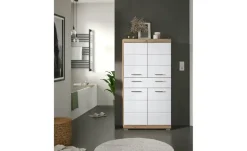 Midischrank SCHLOONSEE, Breite 74cm, 4 Türen, 1 Schubkasten, 4 Fächer, MDF-Front in verschiedenen Farben erhältlich, Badmöbel, Badschrank, Schrank, Bad Schloonsee