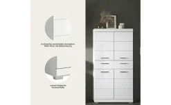 Midischrank SCHLOONSEE, Breite 74cm, 4 Türen, 1 Schubkasten, 4 Fächer, MDF-Front in verschiedenen Farben erhältlich, Badmöbel, Badschrank, Schrank, Bad Schloonsee
