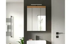 Spiegelschrank SCHLOONSEE, Breite 60cm, inkl. Beleuchtung, 3 Spiegeltüren, 9 Fächer in verschiedenen Farben erhältlich, Badmöbel, Spiegel, Badschrank, Bad Schloonsee
