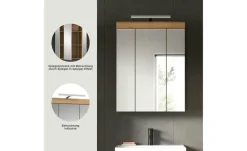 Spiegelschrank SCHLOONSEE, Breite 60cm, inkl. Beleuchtung, 3 Spiegeltüren, 9 Fächer in verschiedenen Farben erhältlich, Badmöbel, Spiegel, Badschrank, Bad Schloonsee