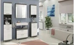 Spiegelschrank SCHLOONSEE, Breite 60cm, inkl. Beleuchtung, 3 Spiegeltüren, 9 Fächer in verschiedenen Farben erhältlich, Badmöbel, Spiegel, Badschrank, Bad Schloonsee