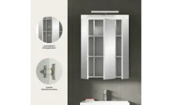 Spiegelschrank SCHLOONSEE, Breite 60cm, inkl. Beleuchtung, 3 Spiegeltüren, 9 Fächer in verschiedenen Farben erhältlich, Badmöbel, Spiegel, Badschrank, Bad Schloonsee