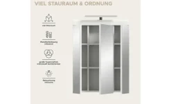 Spiegelschrank SCHLOONSEE, Breite 60cm, inkl. Beleuchtung, 3 Spiegeltüren, 9 Fächer in verschiedenen Farben erhältlich, Badmöbel, Spiegel, Badschrank, Bad Schloonsee