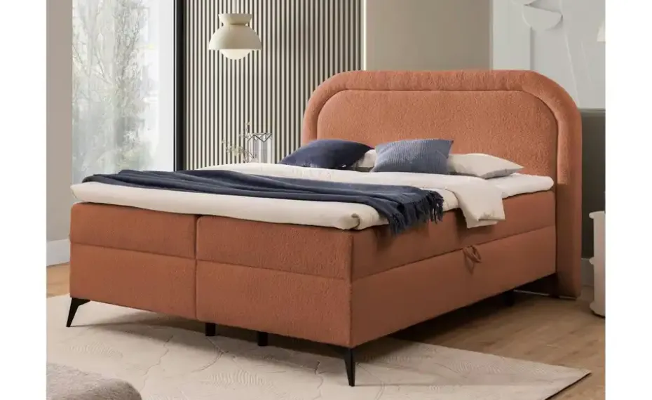S-STYLE Boxbett mit Bettkasten, Bouclé-Stoff Sonna