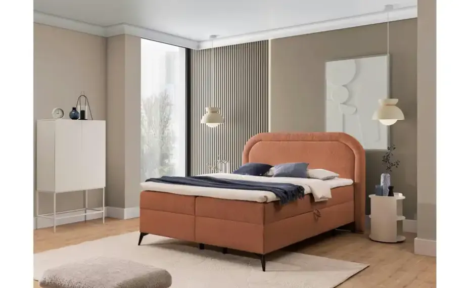 S-STYLE Boxbett mit Bettkasten, Bouclé-Stoff Sonna