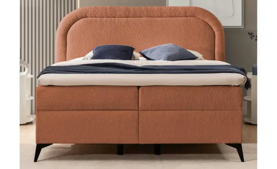 S-STYLE Boxbett mit Bettkasten, Bouclé-Stoff Sonna