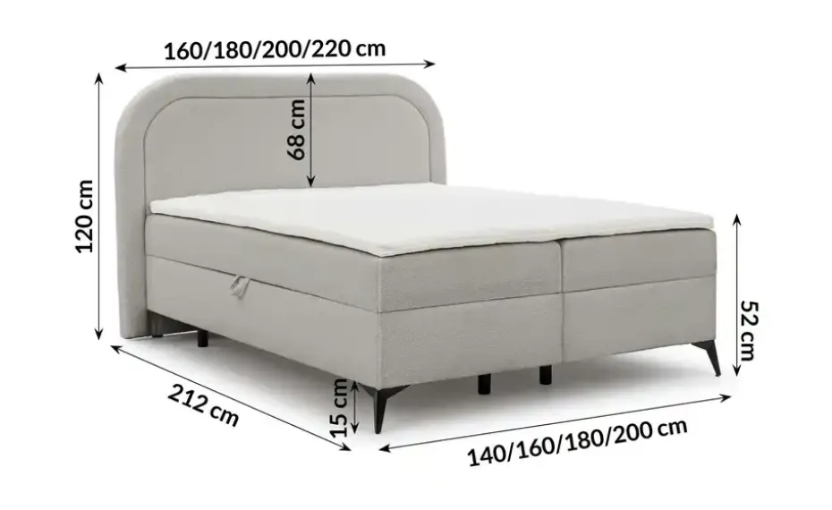 S-STYLE Boxbett mit Bettkasten, Bouclé-Stoff Sonna