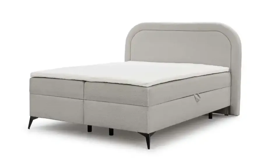 S-STYLE Boxbett mit Bettkasten, Bouclé-Stoff Sonna