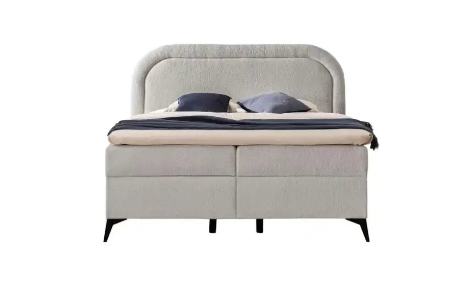 S-STYLE Boxbett mit Bettkasten, Bouclé-Stoff Sonna