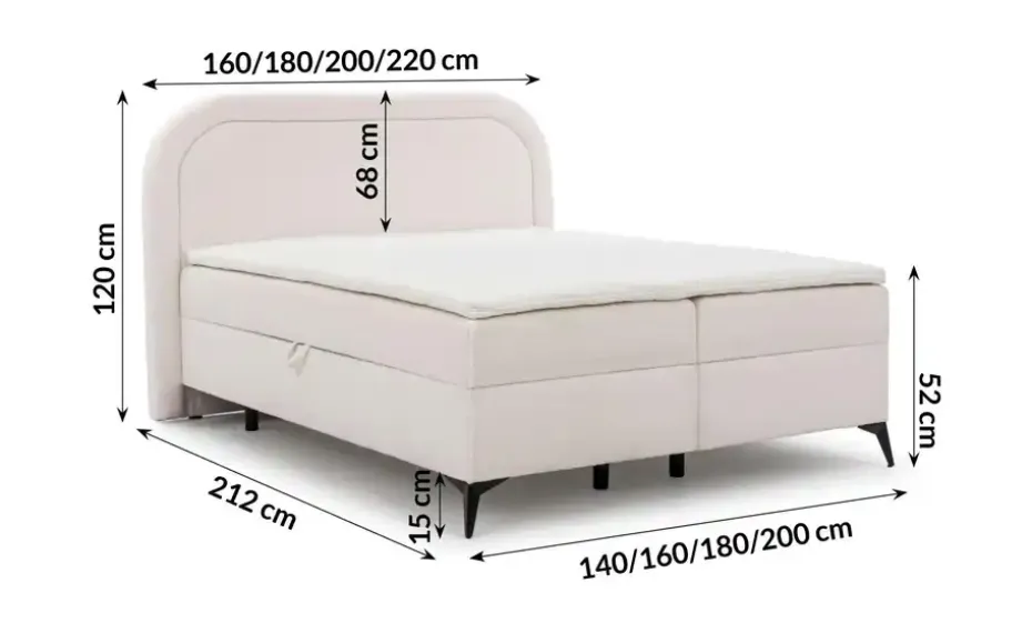 S-STYLE Boxbett mit Bettkasten, Bouclé-Stoff Sonna