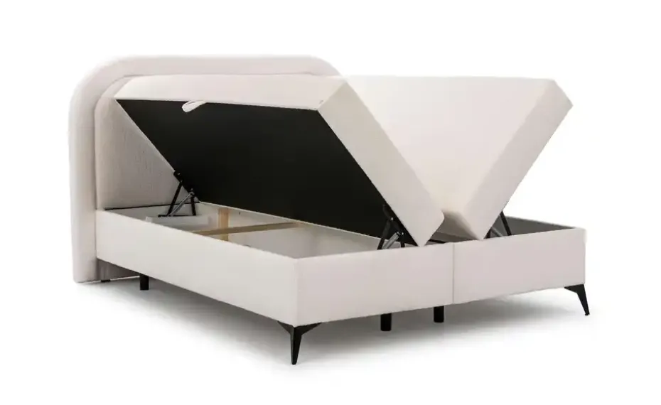 S-STYLE Boxbett mit Bettkasten, Bouclé-Stoff Sonna