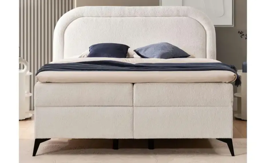 S-STYLE Boxbett mit Bettkasten, Bouclé-Stoff Sonna