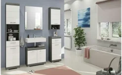 Unterschrank SCHLOONSEE, Breite 37cm, 1 Tür, 1 Schubkasten, 2 Fächer, MDF-Front in verschiedenen Farben erhältlich, Badmöbel, Badschrank, Kommode, Bad Schloonsee