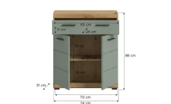 Unterschrank SCHLOONSEE, Breite 74cm, 2 Tür, 1 Schubkasten, 2 Fächer, MDF-Front in verschiedenen Farben erhältlich, Badmöbel, Badschrank, Kommode, Bad Schloonsee