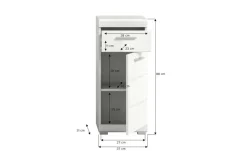 Unterschrank SCHLOONSEE, Breite 37cm, 1 Tür, 1 Schubkasten, 2 Fächer, MDF-Front in verschiedenen Farben erhältlich, Badmöbel, Badschrank, Kommode, Bad Schloonsee