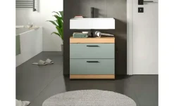 Waschbeckenunterschrank SCHLOONSEE, Breite 60cm, 2 Schubkästen, mit Siphonausschnitt, MDF-Front in verschiedenen Farben erhältlich, Badmöbel, Badschrank, Kommode, Bad Schloonsee