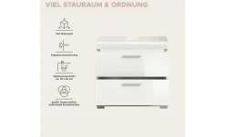 Waschbeckenunterschrank SCHLOONSEE, Breite 60cm, 2 Schubkästen, mit Siphonausschnitt, MDF-Front in verschiedenen Farben erhältlich, Badmöbel, Badschrank, Kommode, Bad Schloonsee