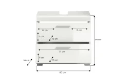 Waschbeckenunterschrank SCHLOONSEE, Breite 60cm, 2 Schubkästen, mit Siphonausschnitt, MDF-Front in verschiedenen Farben erhältlich, Badmöbel, Badschrank, Kommode, Bad Schloonsee