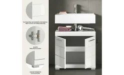 Waschbeckenunterschrank SCHLOONSEE, Breite 60cm, 2 Tür, 2 Fächer, mit Siphonausschnitt, MDF-Front in verschiedenen Farben erhältlich, Badmöbel, Badschrank, Kommode, Bad Schloonsee